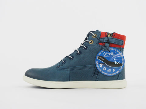 Boys Timberland Groveton A18K9 Blue Leather Side Zip Trainers Kids Chukka Boots