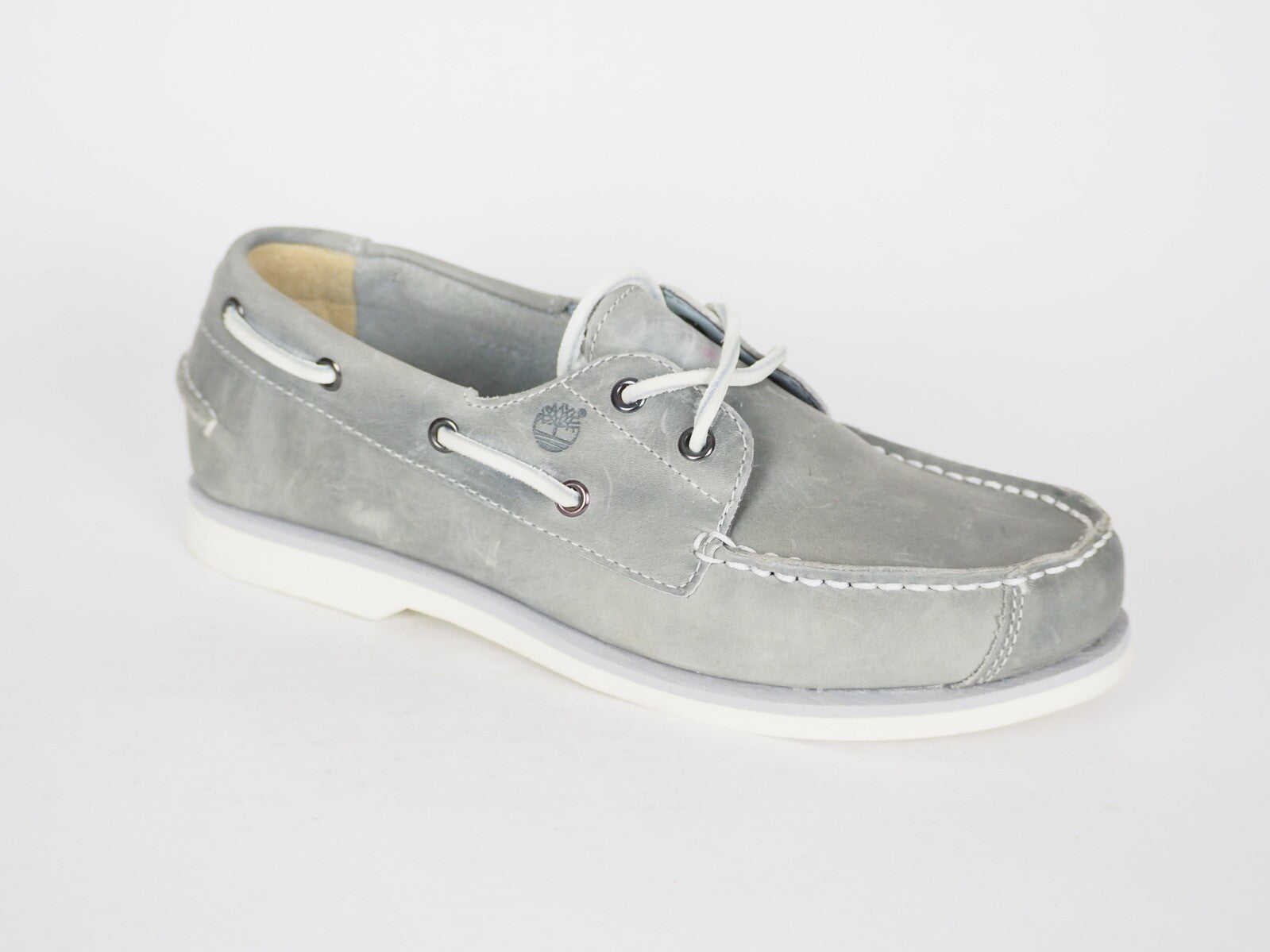 Junior Girls Timberland 2 Eye 4690R Grey Leather Boat Shoes UK 5
