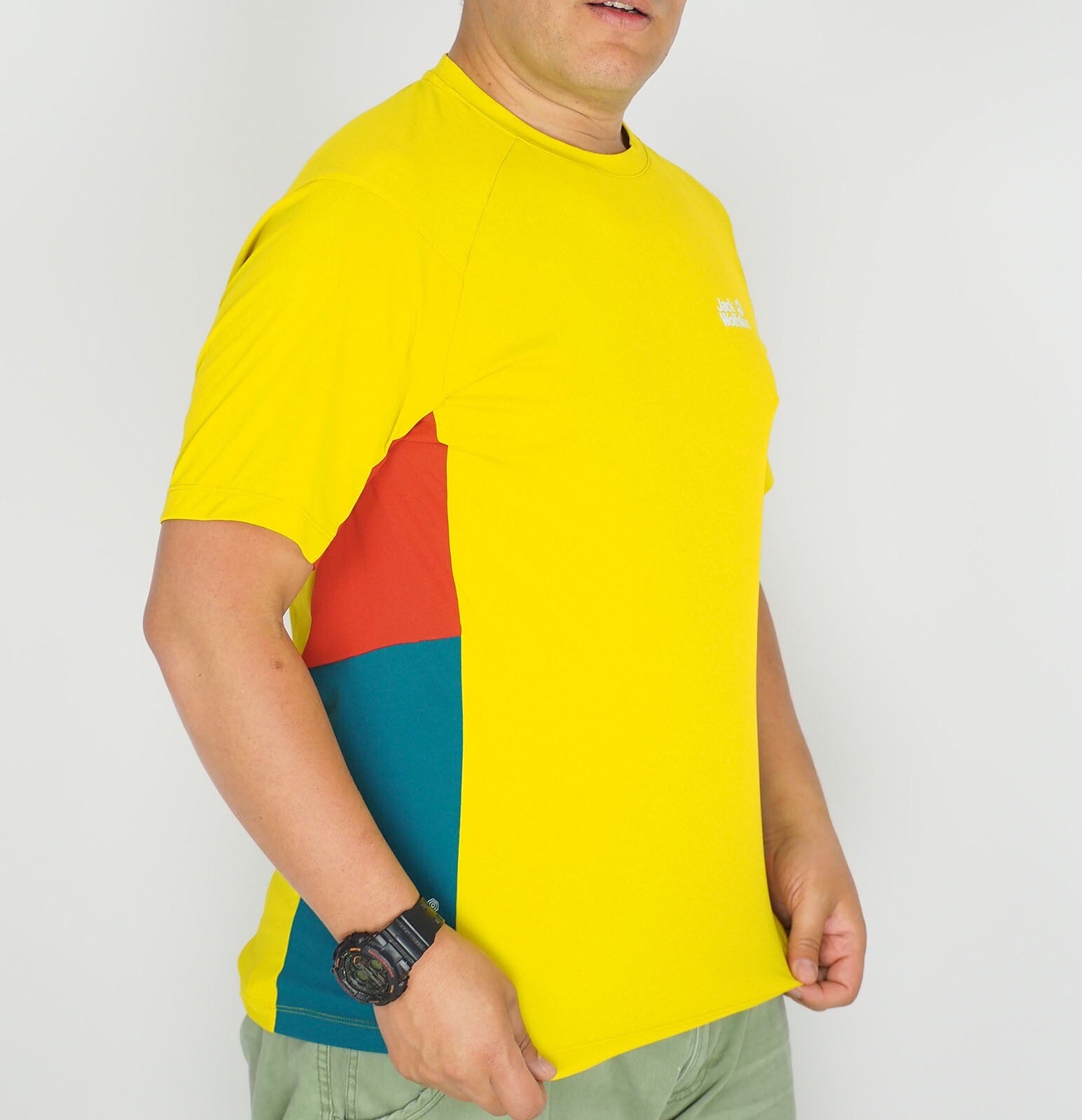 Mens Jack Wolfskin Pro 11 Hike 1807351 Dark Sulphur Active Short Sleeve T Shirt