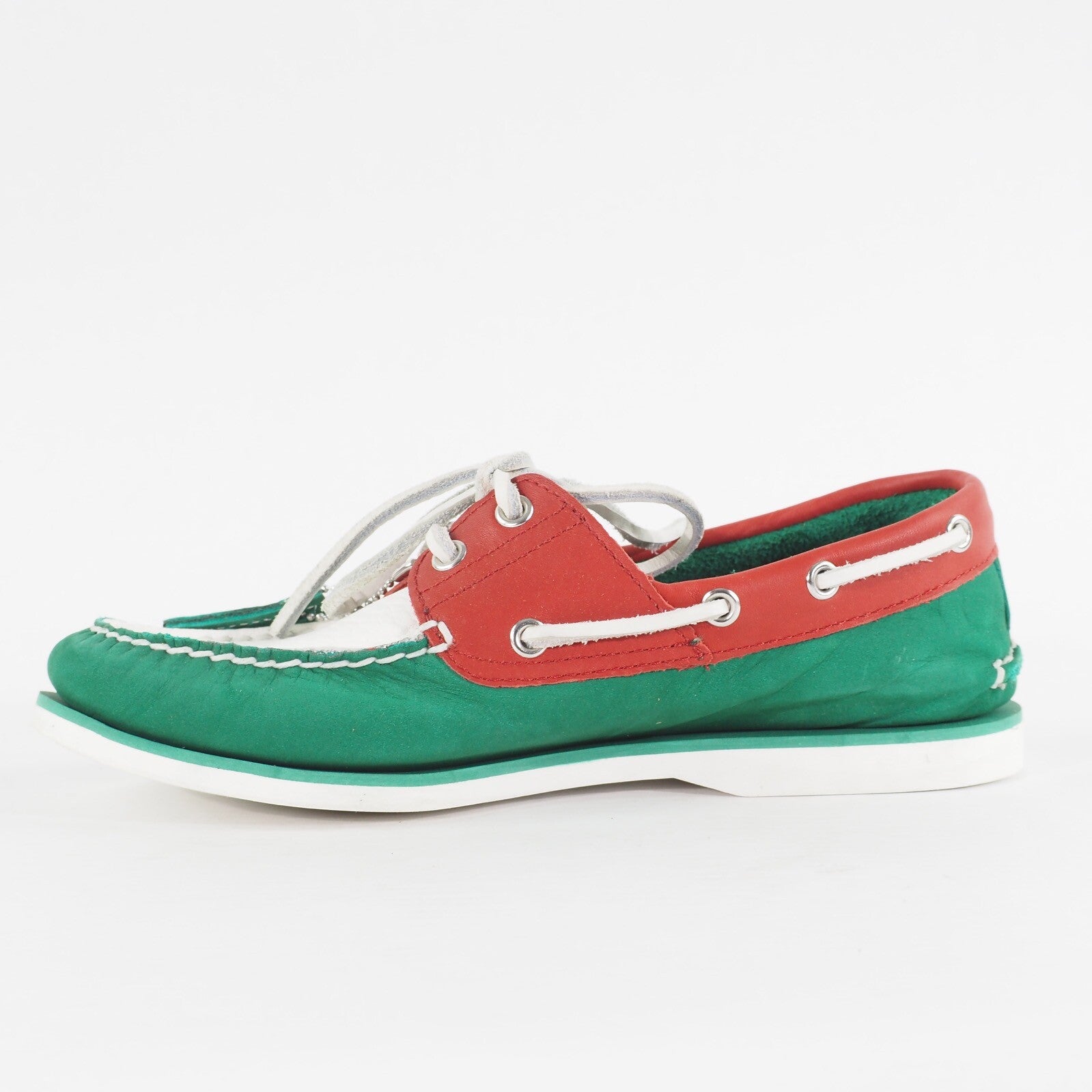 Mens Timberland Classic 2 Eye A1546 Green/Red Suede Casual Boat Shoes