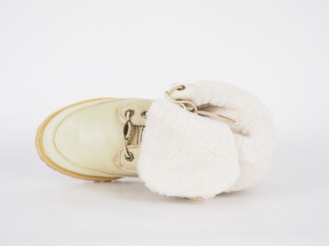 Womens Timberland Shearling Style 3710R Beige Leather Tall Lace Up Winter Boots