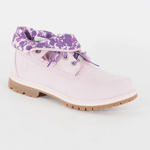Womens Timberland Roll Top Nubuck A27MC Pink Leather Lace Casual Walking Boots