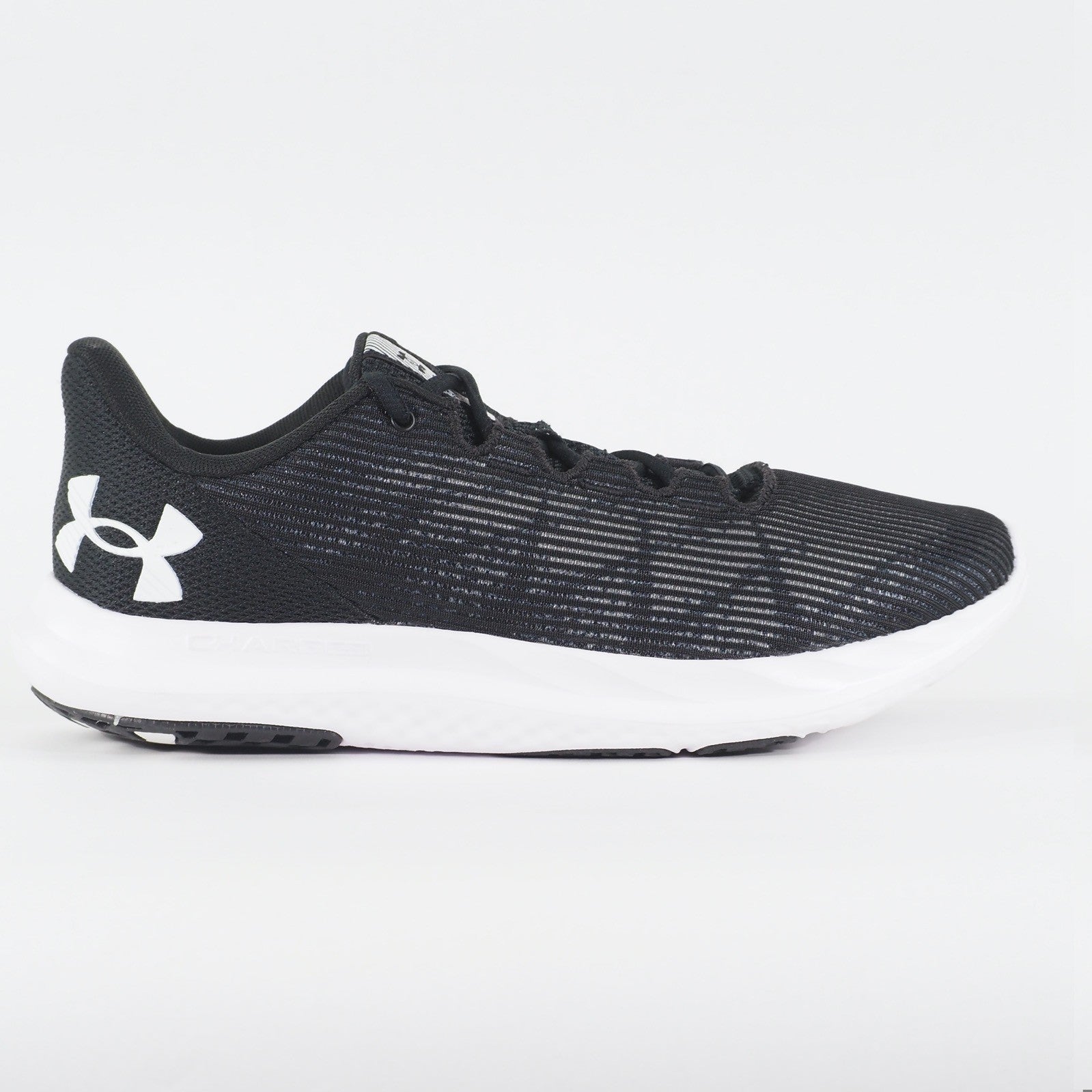 Mens Under Armour Charged S Swift Black Mesh Running Lace Up Sports Trainers