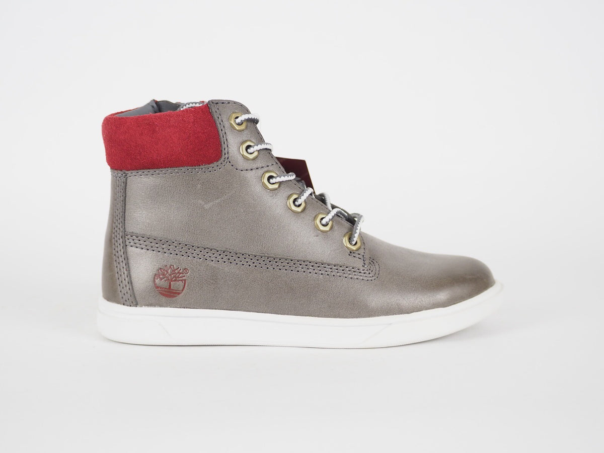 Boys Timberland Groveton A21VP Grey Leather Casual Side Zip Kids Chukka Boots