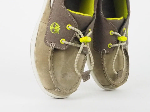 Youths Timberland Classic 2 Eye Boat 2373A Brown Leather Slip On Casual Shoes