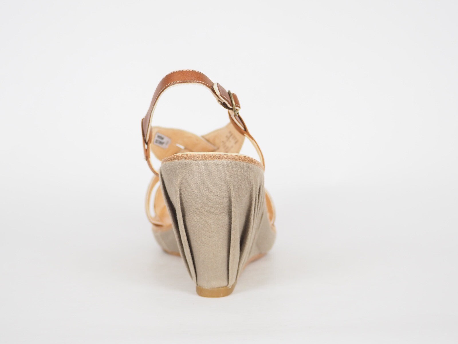 Womens Timberland Marge Canvas 16662 Tan Leather Casual Summer Wedge Sandals