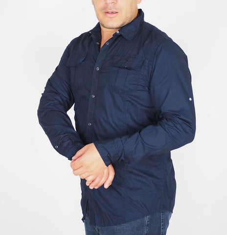 Mens The Original Ben Sherman MA1350M Dangerous Classic Navy Regular Fit Shirt