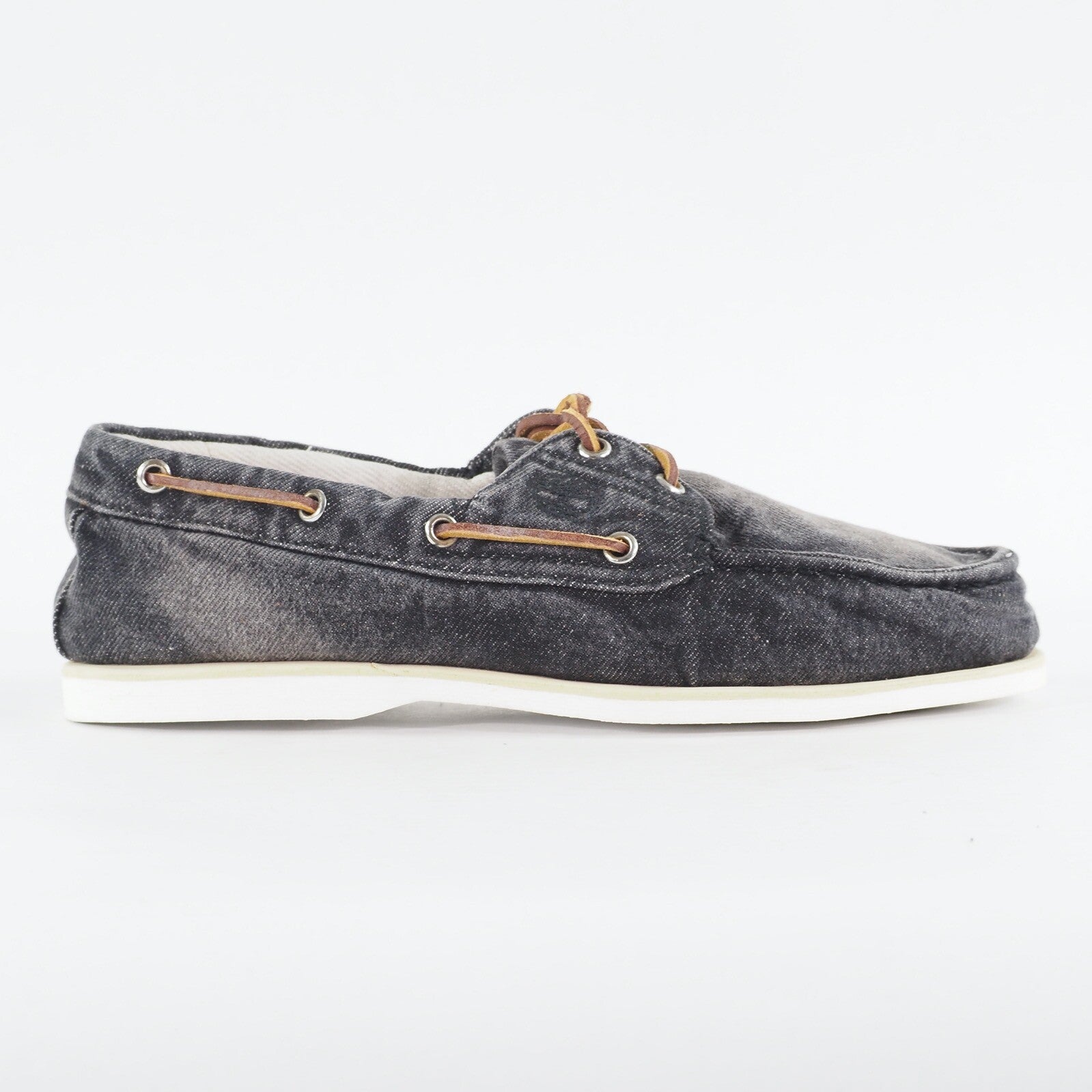 Mens Timberland Classic 6751B Grey Denim Lace Up Casual Boat Shoes