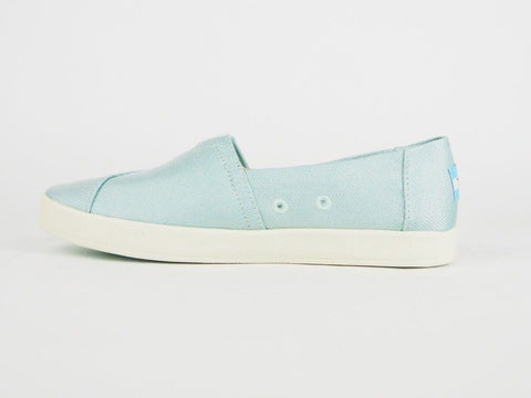 Womens Toms Avalon Turquoise Shiny Woven Flats Slip On Ladies Trainers Uk 4