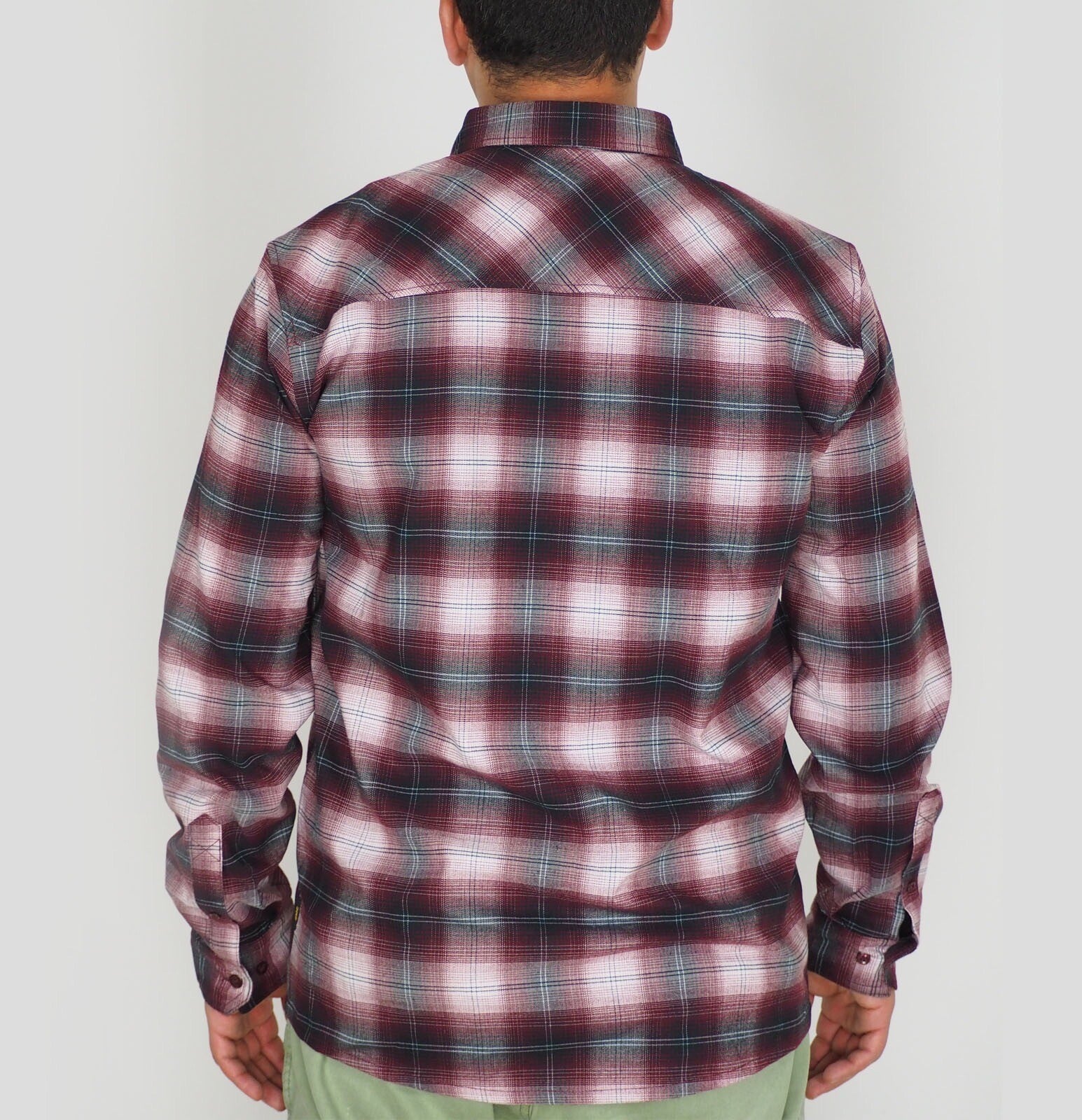 Mens Jack Wolfskin Light Valley 1402741 Port Wine Checks Long Sleeved Shirt 