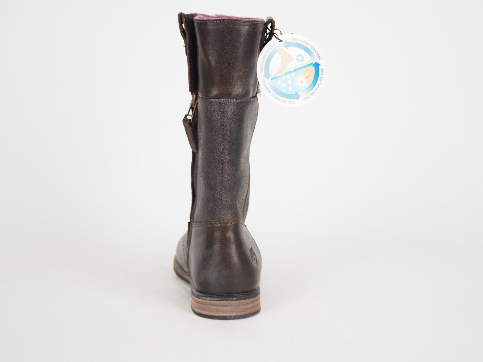 Girls Timberland Brixham Tall Zip 31706 Brown Leather Lace Up Winter Boots