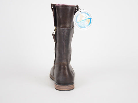 Girls Timberland Brixham Tall Zip 31706 Brown Leather Lace Up Winter Boots