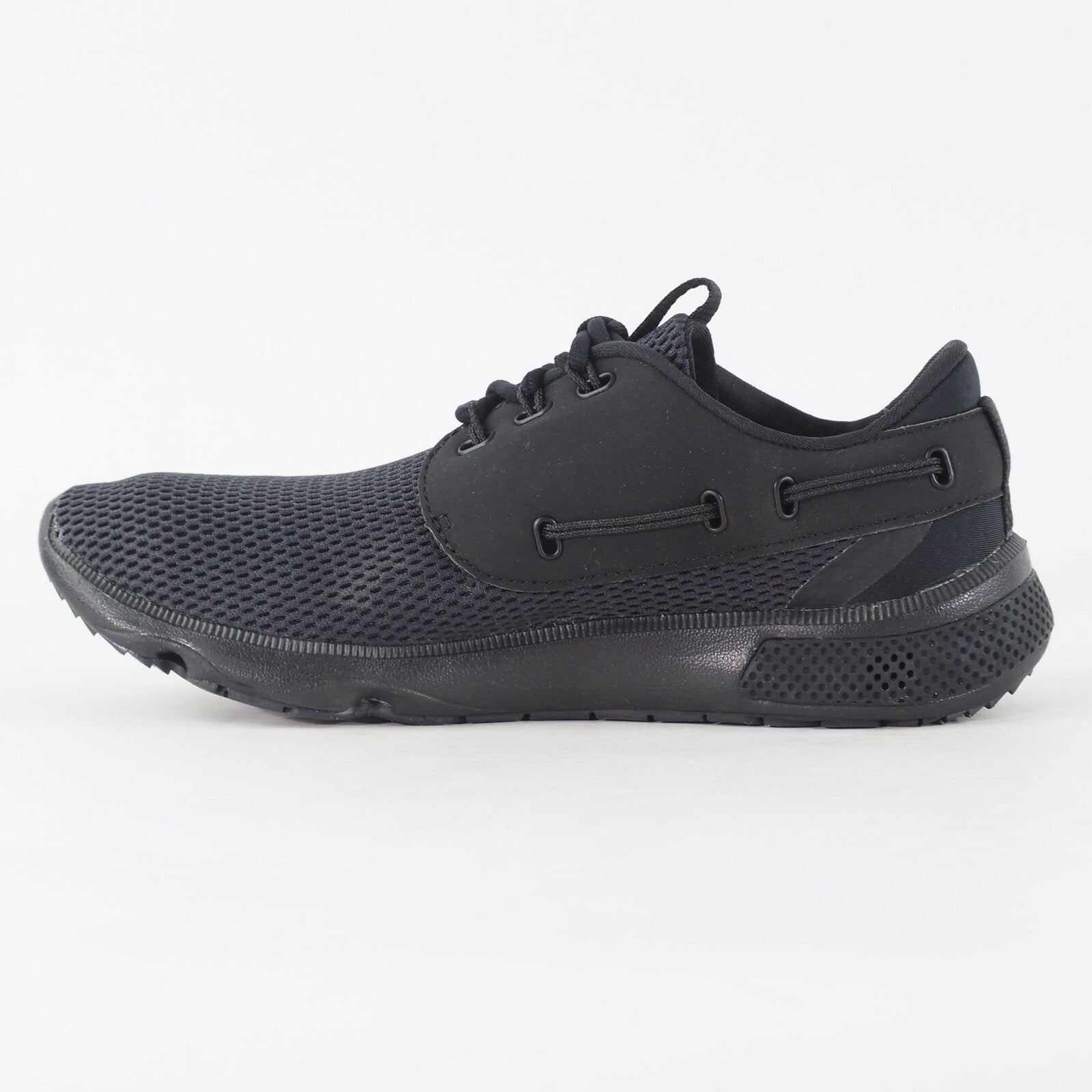 Junior Sperry 7 Seas Flood STS15532 Black Fabric Lace Up Low Top Casual Trainers