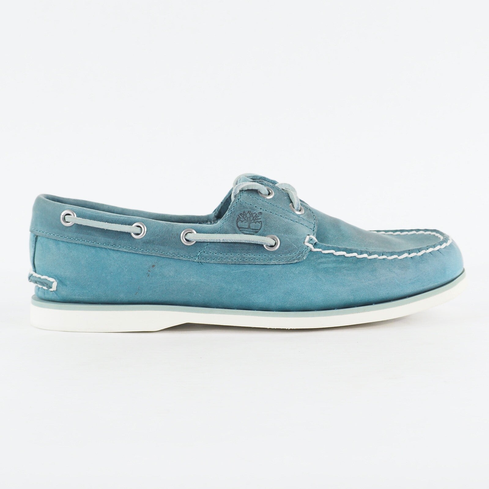 Mens Timberland Classic 2 Eye 29596 Teal Leather Lace Up Casual Boat Shoes