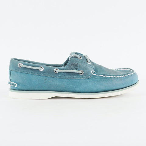 Mens Timberland Classic 2 Eye 29596 Teal Leather Lace Up Casual Boat Shoes