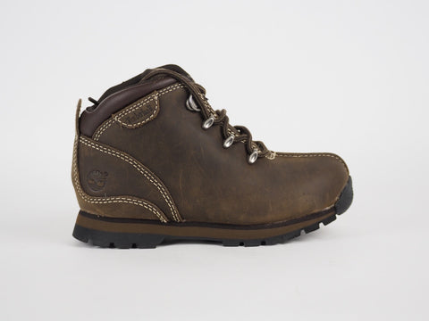 Infants Timberland Splitrock 1887R Dark Brown Leather Kids Hiking Lace Up Shoes