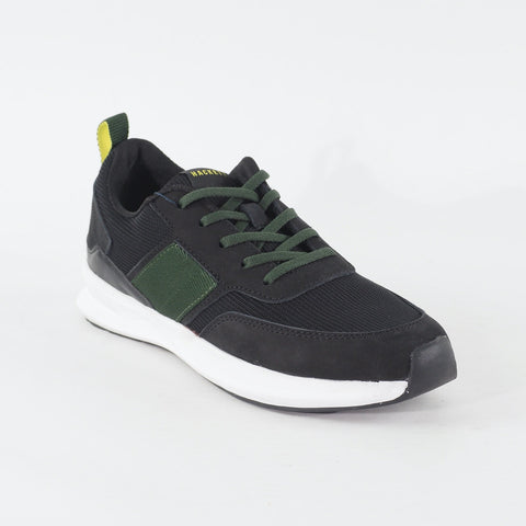 Mens Hackett London HMS20861 728 Black / Olive Green Fabric Lace Up Casual Shoes
