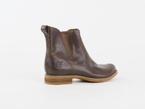 Womens Timberland Savin Hill 8060A Dark Tan Leather Casual Shoes Chelsea Boots