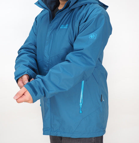 Mens Jack Wolfskin Affinity Logo 5006551 Moroccan Blue Hiking Hooded Jacket
