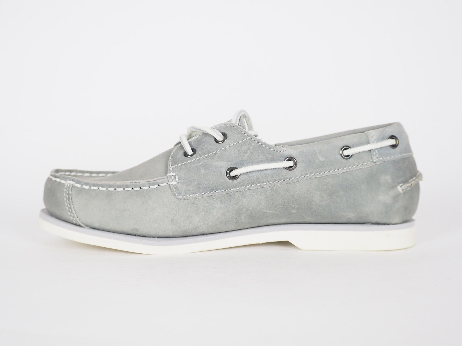 Junior Girls Timberland 2 Eye 4690R Grey Leather Boat Shoes UK 5