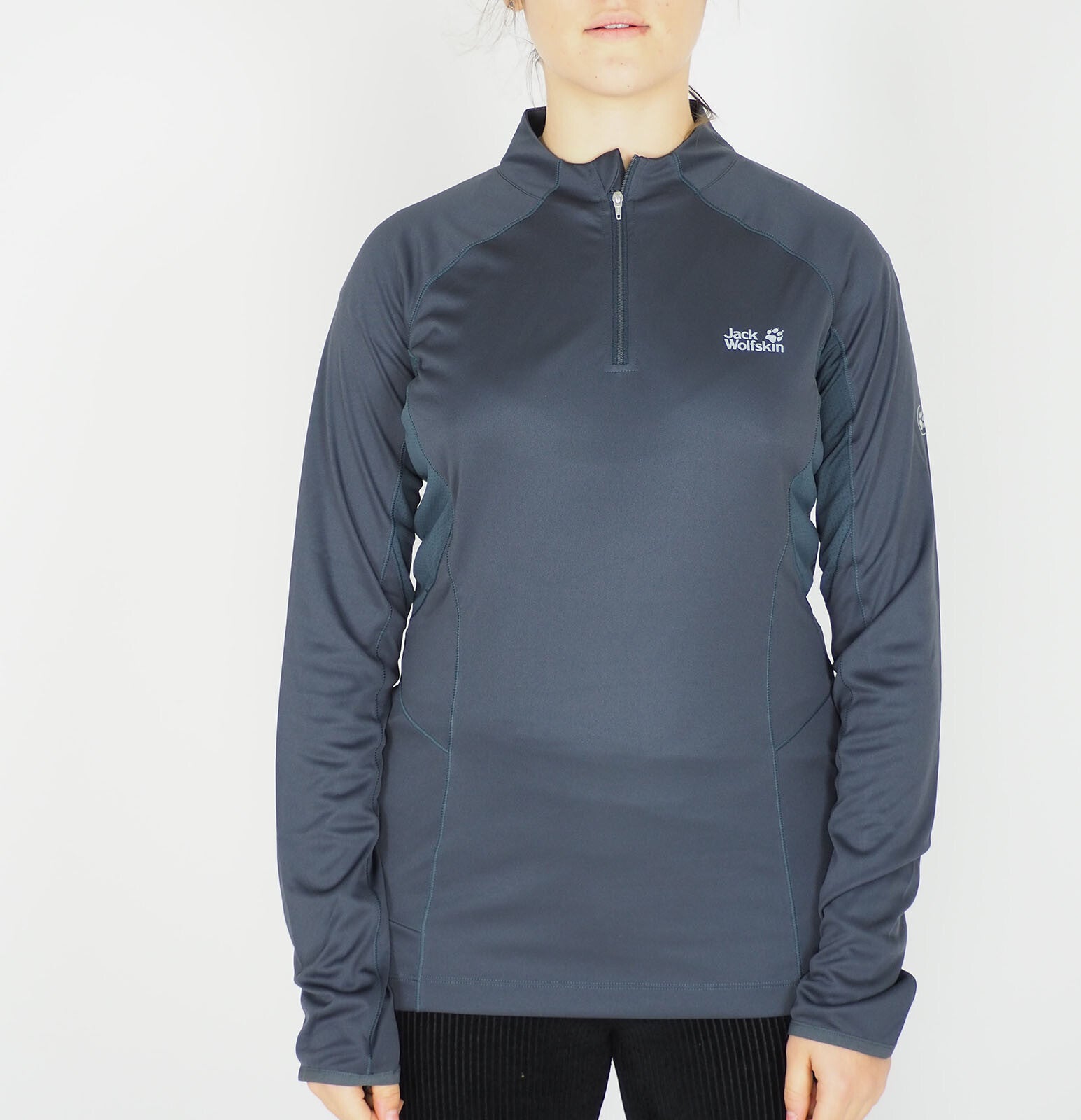 Womens Jack Wolfskin Half Zip 1804601 Ebony Breathable Longsleeve Active Shirt