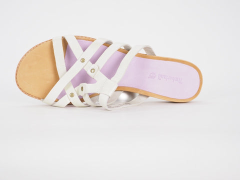 Womens Timberland Knbnk Brds 12677 White Leather Casual Summer Strappy Sliders