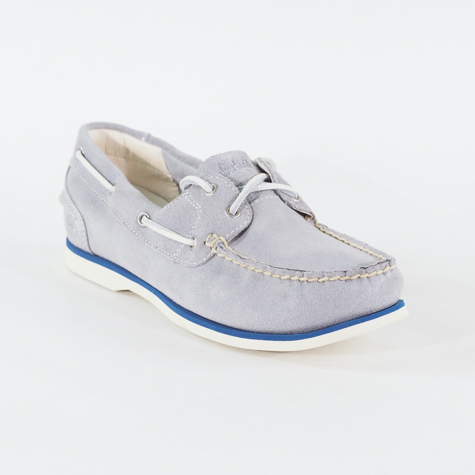 Womens Timberland EK Classic 8437B Medium Grey Leather Lace Up Casual Boat Shoes