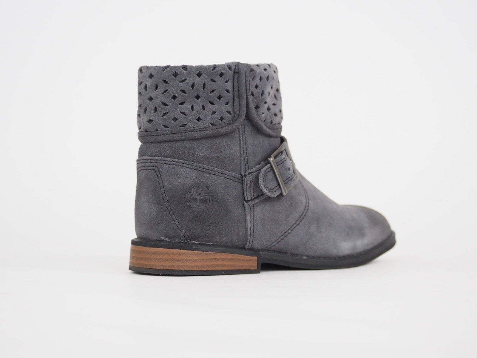 Girls Timberland Brixham Forged Iron A1A3L Grey Leather Zip Up Winter Boots