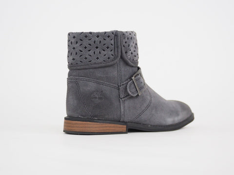 Girls Timberland Brixham Forged Iron A1A3L Grey Leather Zip Up Winter Boots