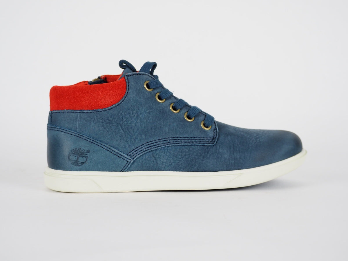 Boys Timberland Groveton A18KV Navy Leather Zip Up Chukka Boots