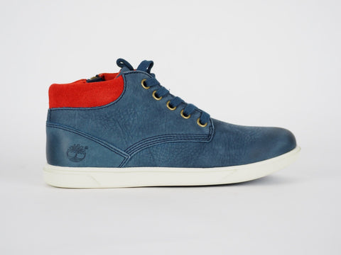 Boys Timberland Groveton A18KV Navy Leather Zip Up Chukka Boots