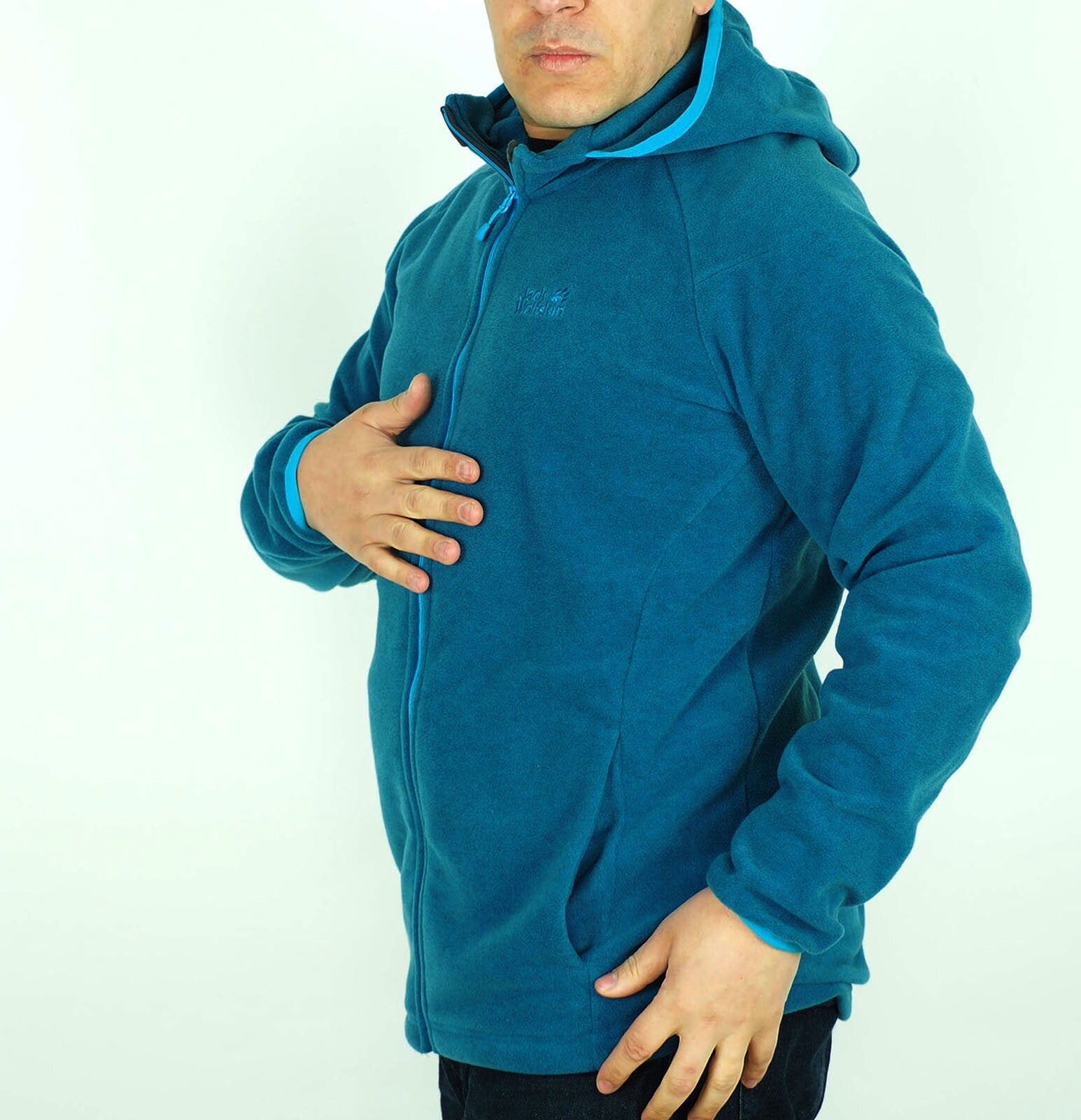 Mens Jack Wolfskin Ledro 5007711 Moroccan Blue Warm Zip Up Fleece Sweatshirt