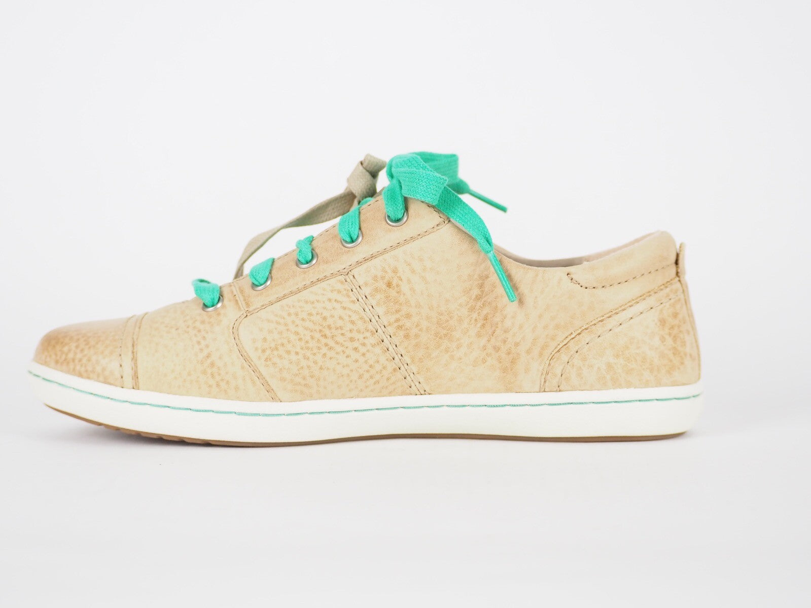 Womens Timberland EK Northprt 8038A Beige Leather Lace Up Casual Walking Shoes