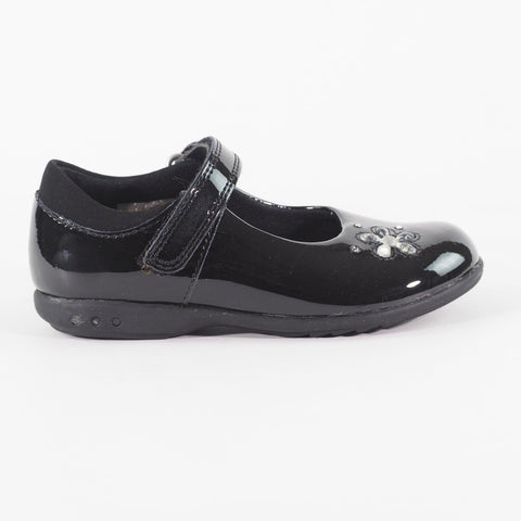 Girls Clarks Trixi Candy Pre Black Leather Single Strap School Walking Shoes