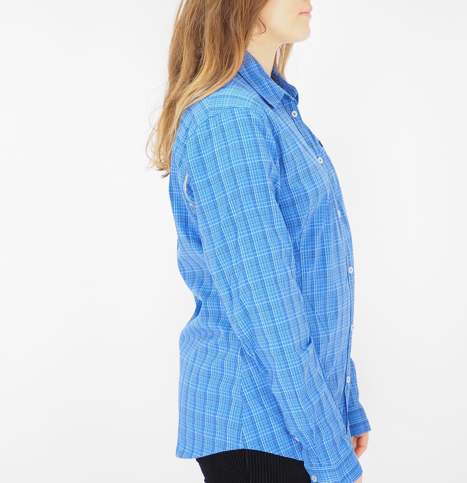 Womens Jack Wolfskin Centaura Flex 1401921 Peacock Blue Checks Casual Shirt