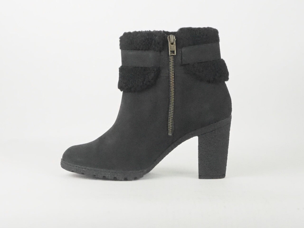 Womens Timberland Atlantic Heights Fur Collar A16CB Black Leather Boots  