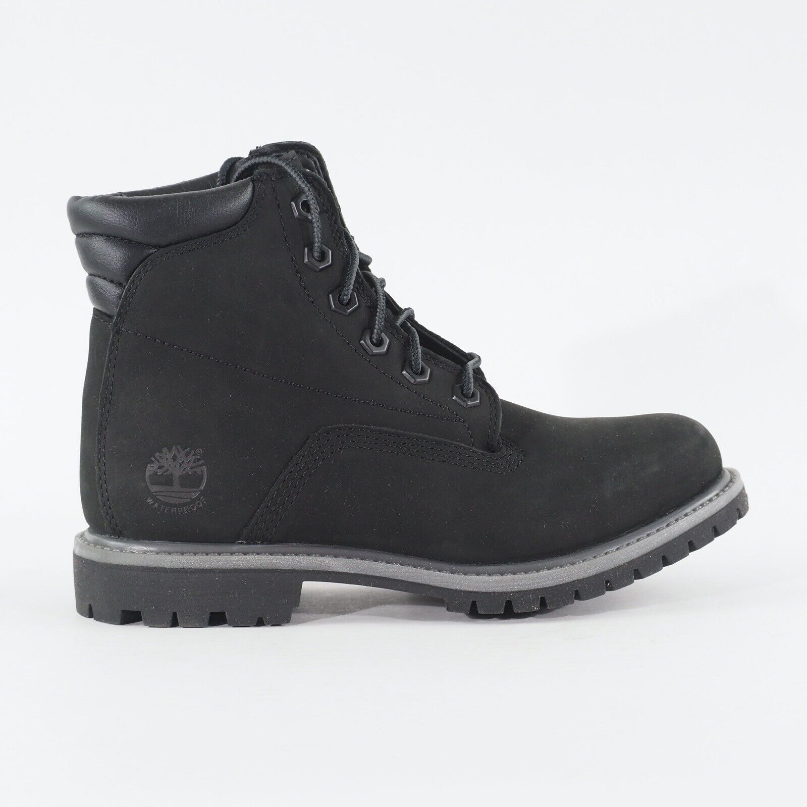 Womens Timberland Waterville 6 Inch A17VM Black Leather Lace Up Casual Boots