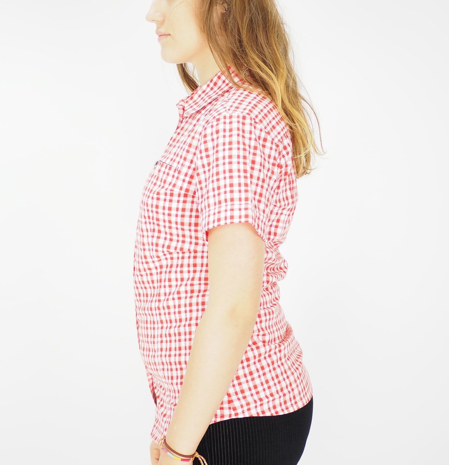 Womens Jack Wolfskin 1401641 Flaming Red Fire Light Checks Shortsleeve Shirt