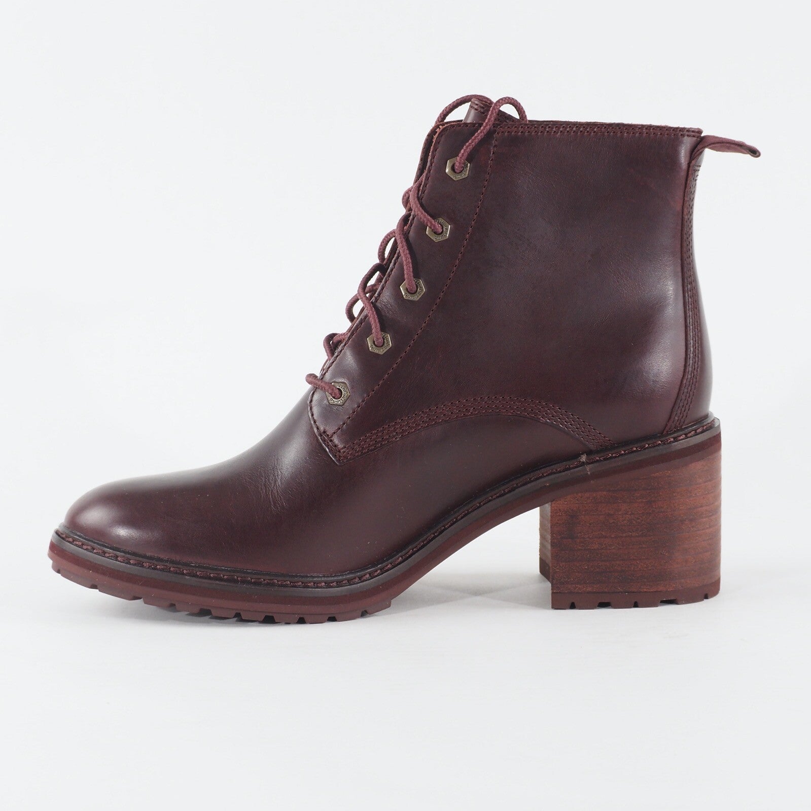Womens Timberland Sienna High A23M6 Burgundy Leather Lace Up Walking Ankle Boots