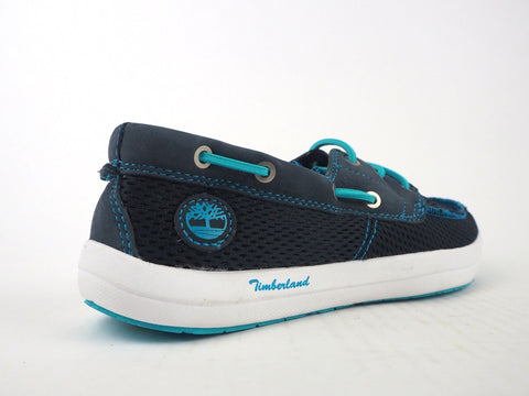 Womens Timberland Mesh 2 Eye Boat 3734A Navy Textile Leather Boat Shoes