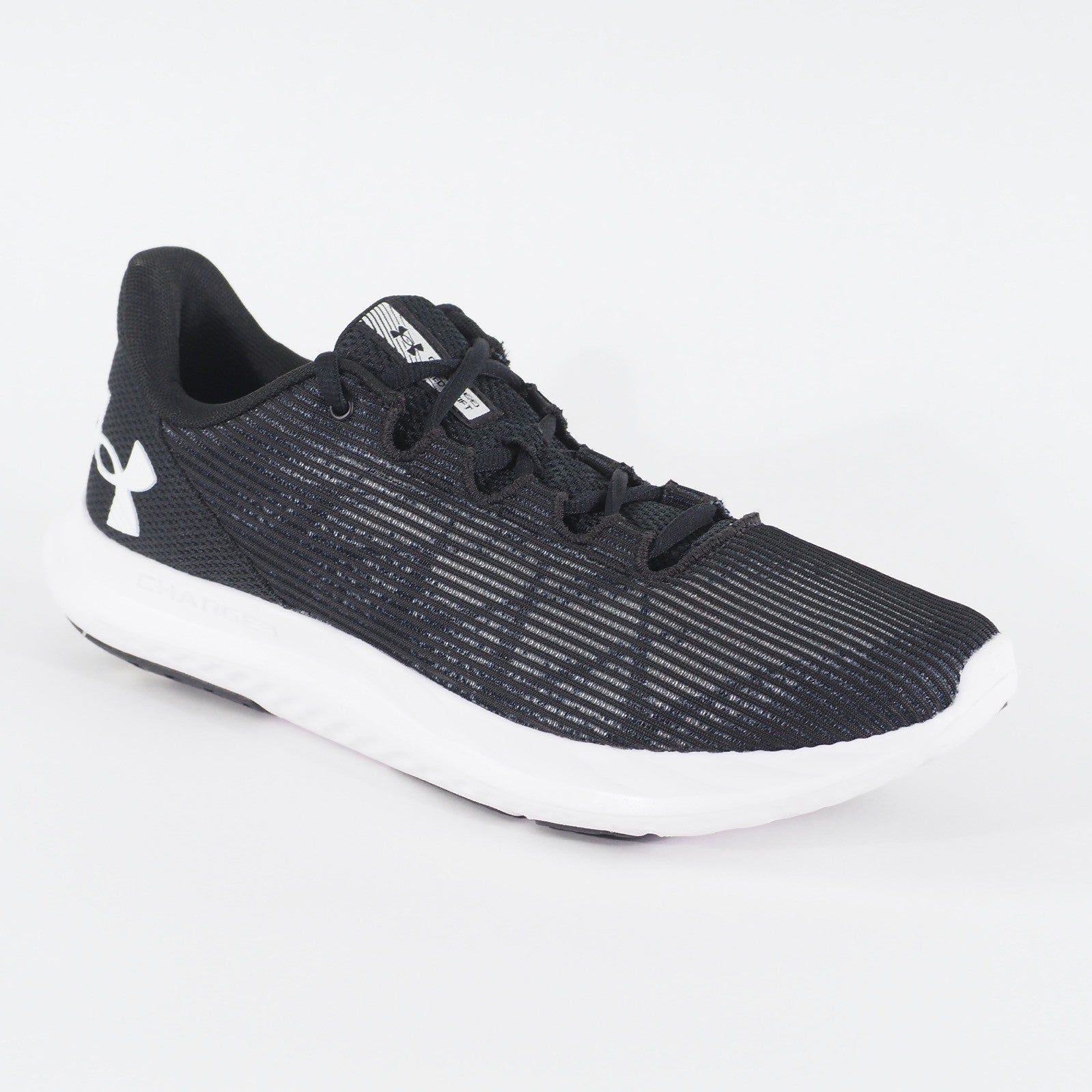 Mens Under Armour Charged S Swift Black Mesh Running Lace Up Sports Trainers
