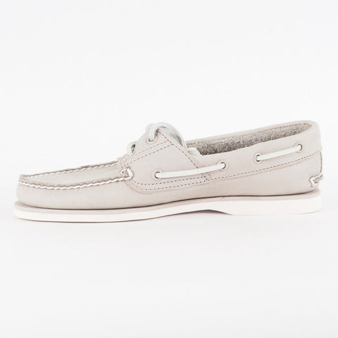 Mens Timberland Classic A10TU Light Grey Leather Lace Up Casual Boat Shoes
