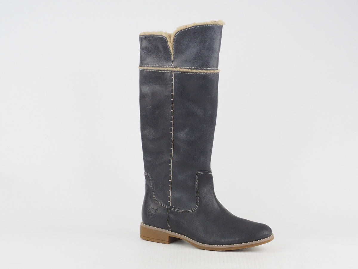 Womens Timberland Shoreham 25668 Grey Leather Fold Down Warm Shoes Winter Boots
