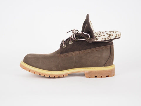 Womens Timberland EK Authentics 8100B Brown Leather Roll Top Casual Chukka Boots