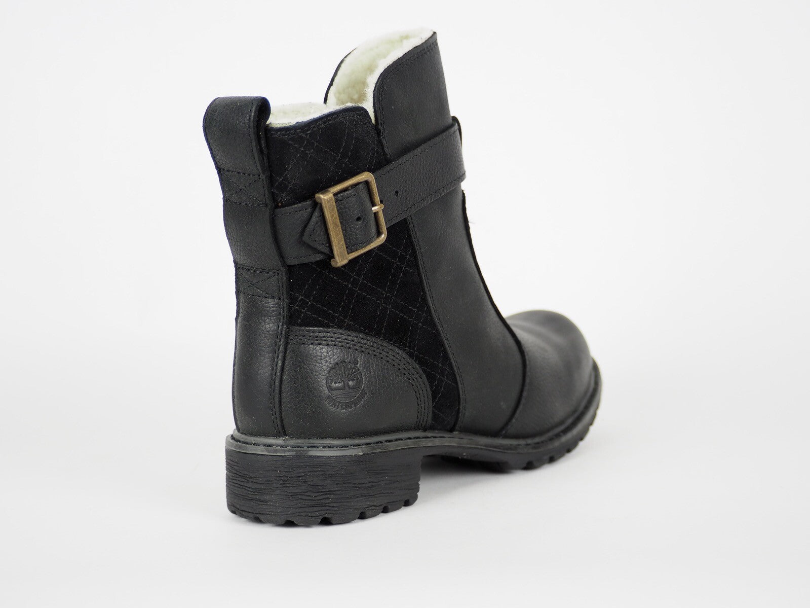 Womens Timberland Stoddard Quilted A128A Black Leather Pull On Warm Winter Boots