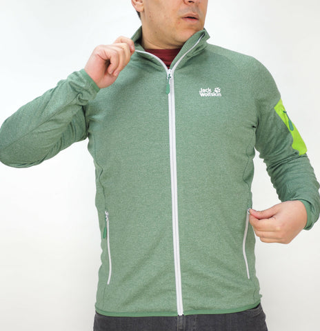Mens Jack Wolfskin Milford Breathable Zip Up Sage Sports Jacket