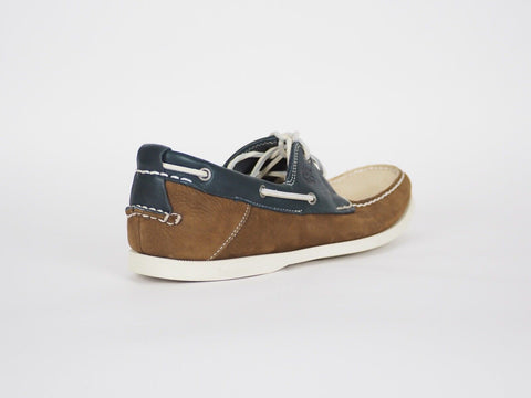 Mens Timberland Heritage 6502R Beige Brown Leather 2 Eye Lace Up Boat Shoes