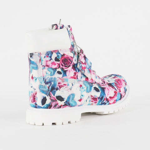 Womens Timberland 6 Inch Flower Print A1846 Fabric Lace Up Casual Walking Boots