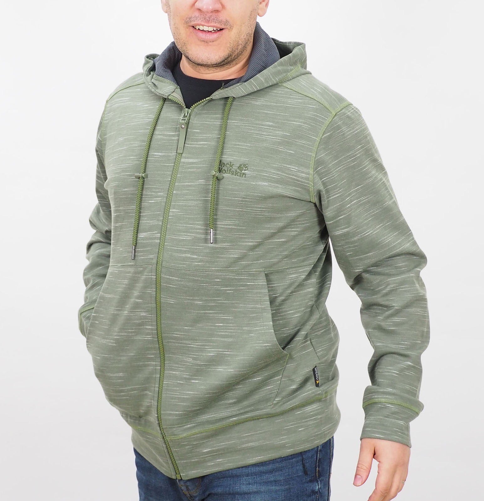 Mens Jack Wolfskin Shoreline 1706201 Woodland Green Hoodie Warm Sweatshirt