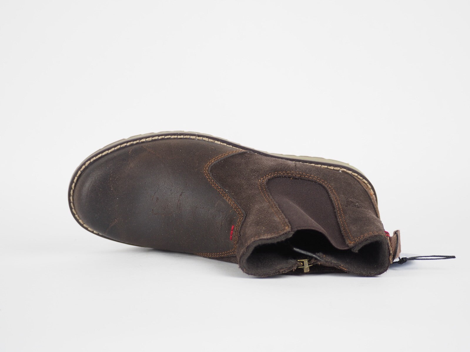 Boys Timberland EK A17G7 Dark Brown Leather Zip Up Casual Winter Chelsea Boots